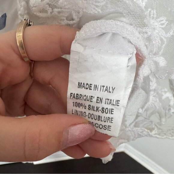 Italian 100% silk Sheer Polka Dot Tank Top with Lace M coastal cowgirl boho - Picture 4 of 6